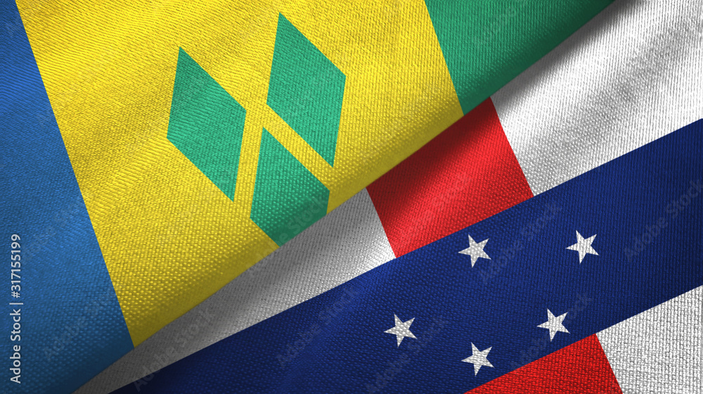 Saint Vincent and the Grenadines and Netherlands Antilles two flags Saint Vincent and the Grenadines and Netherlands Antilles two flags