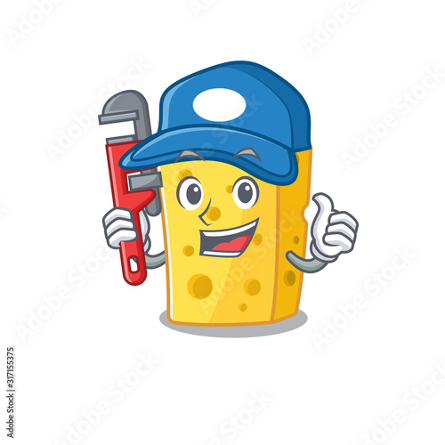 Cool Plumber emmental cheese on mascot picture style