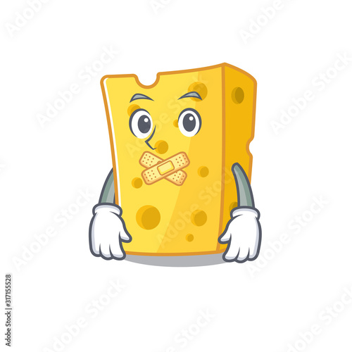a silent gesture of emmental cheese mascot cartoon character design