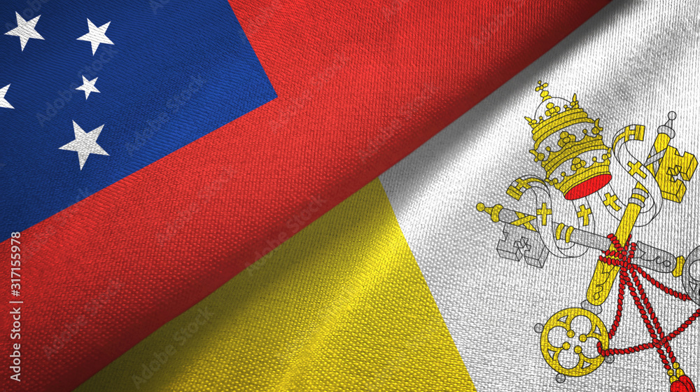 Samoa and Vatican two flags textile cloth, fabric texture