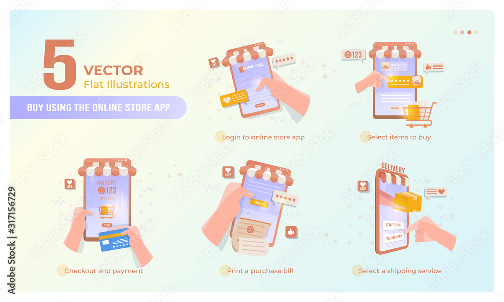 Buy items using the online shop application on collection set