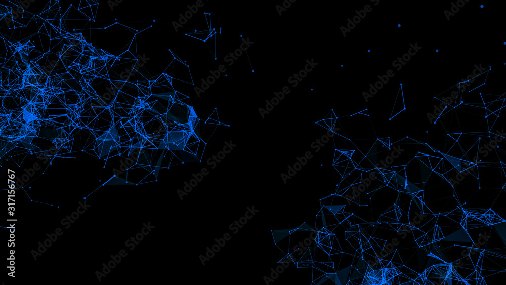abstract background of blue particles. 3d render illustration