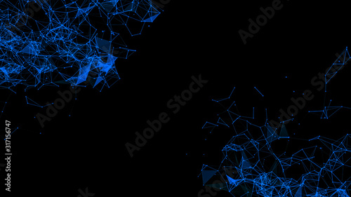 abstract background of blue particles. 3d render illustration