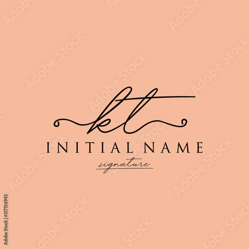 Initial letter KT Signature handwriting Logo Vector
