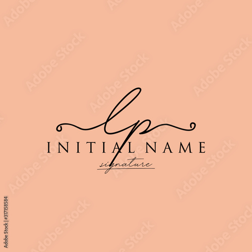 Initial letter LP Signature handwriting Logo Vector