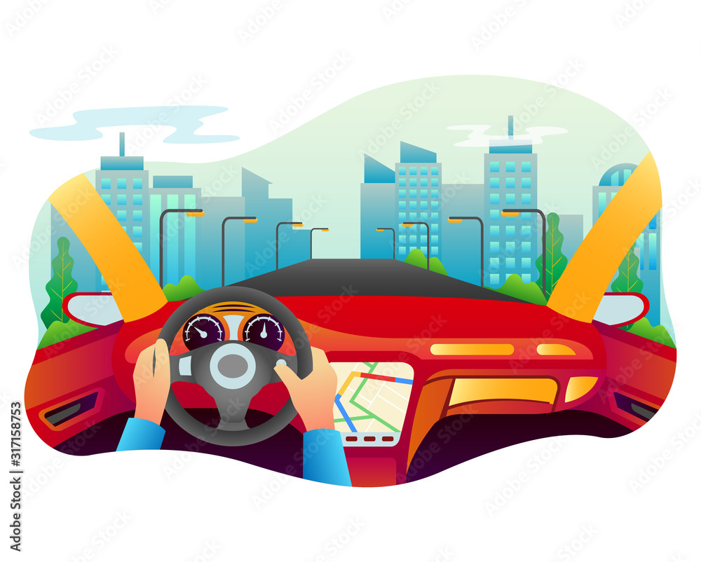 Vector illustration of a car with many sophisticated interior. Perfect ...