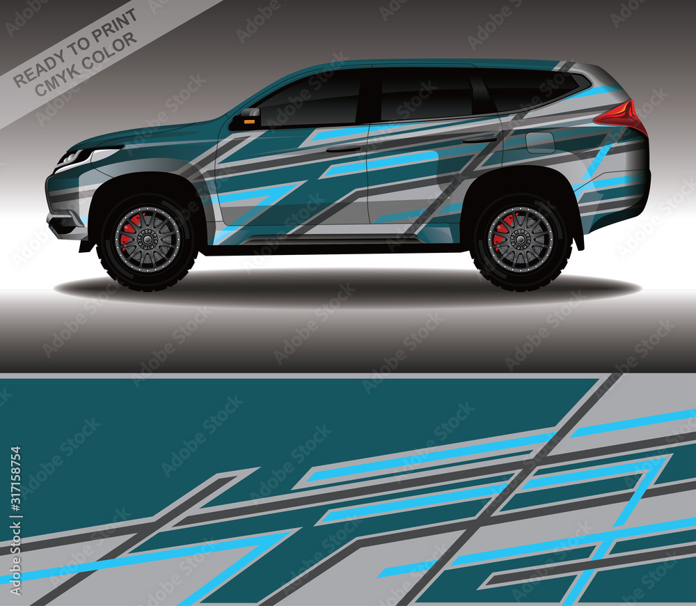 Car wrap decal design vector, custom livery race rally car vehicle sticker and tinting.