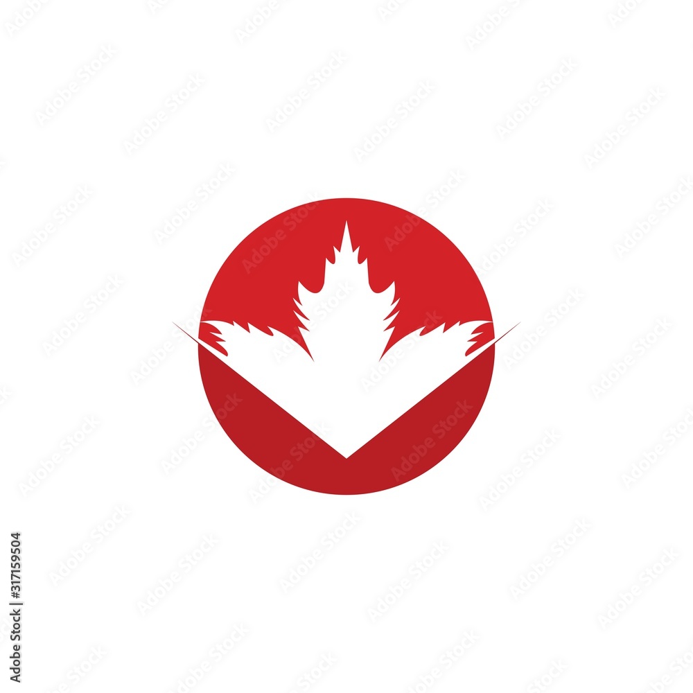 Fototapeta premium Vector illustration of autumn red maple leaves with white background