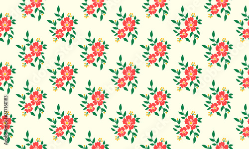 Modern red flower pattern background for Christmas  with leaf and flower concept.