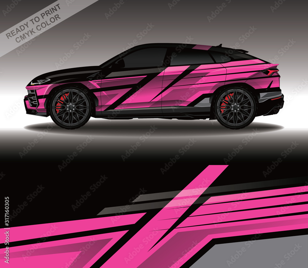 Car wrap decal design vector, custom livery race rally car vehicle sticker and tinting.