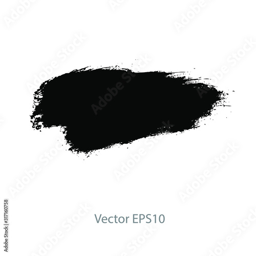 brush strokes watercolor background. Vector black paint