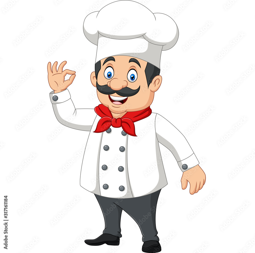 Cartoon happy chef with ok sign Cartoon happy chef with ok sign