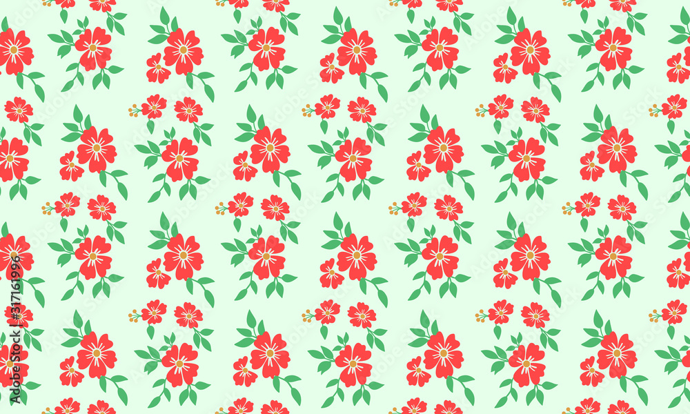 Wallpaper of red flower pattern background for Christmas, with leaf and flower decoration. Wallpaper of red flower pattern background for Christmas, with leaf and flower decoration.