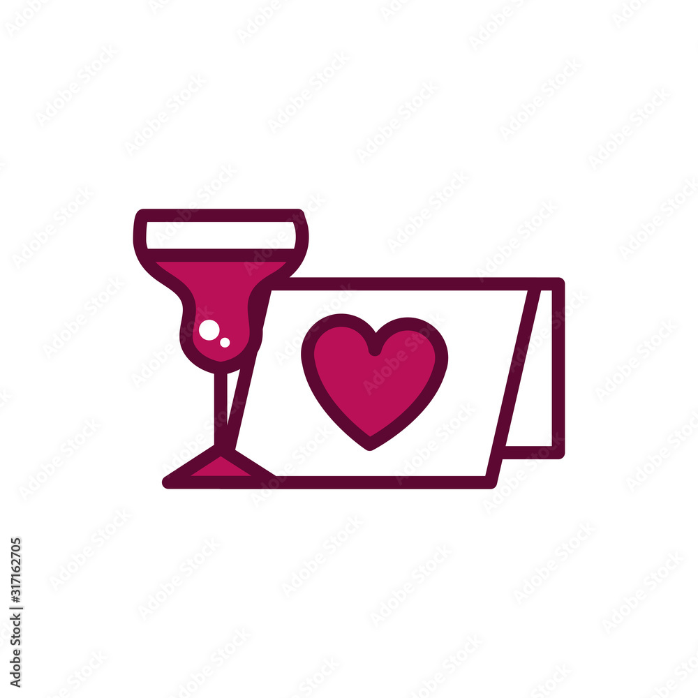 wine glass romantic love card celebration drink beverage icon line and filled wine glass romantic love card celebration drink beverage icon line and filled