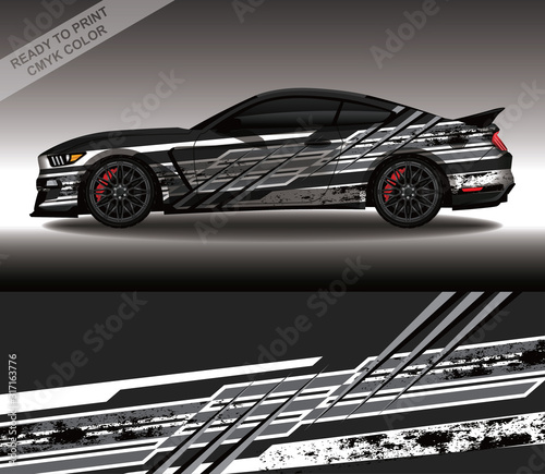 Car wrap decal design vector, custom livery race rally car vehicle sticker and tinting.