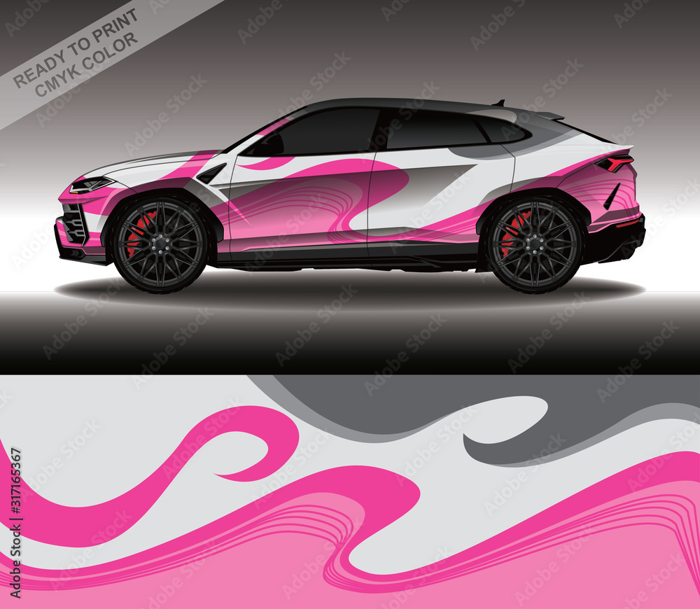 Car wrap decal design vector, custom livery race rally car vehicle sticker and tinting.