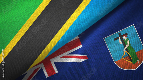 Tanzania and Montserrat two flags textile cloth, fabric texture photo