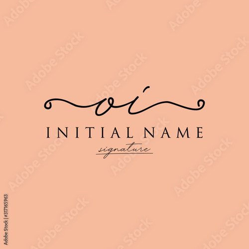 Initial letter OI Signature handwriting Logo Vector