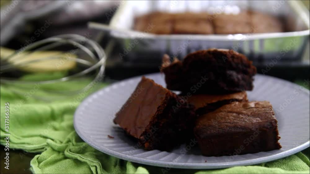 Video shot of freshly baked brownies Video shot of freshly baked brownies
