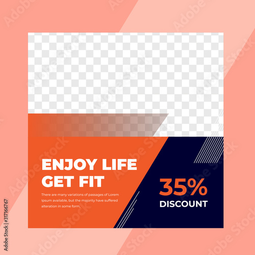 Fitness gym social media post or square flyer template