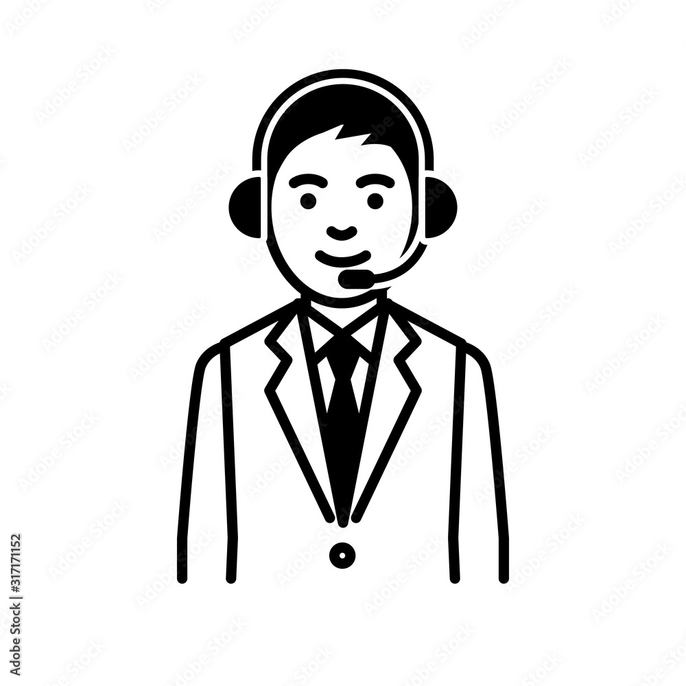 Call center operator. man in headsett. Vector illustration. Call center operator. man in headsett. Vector illustration.