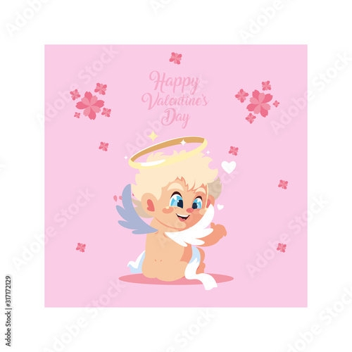 greetings card for valentines day, sweet cupid angel