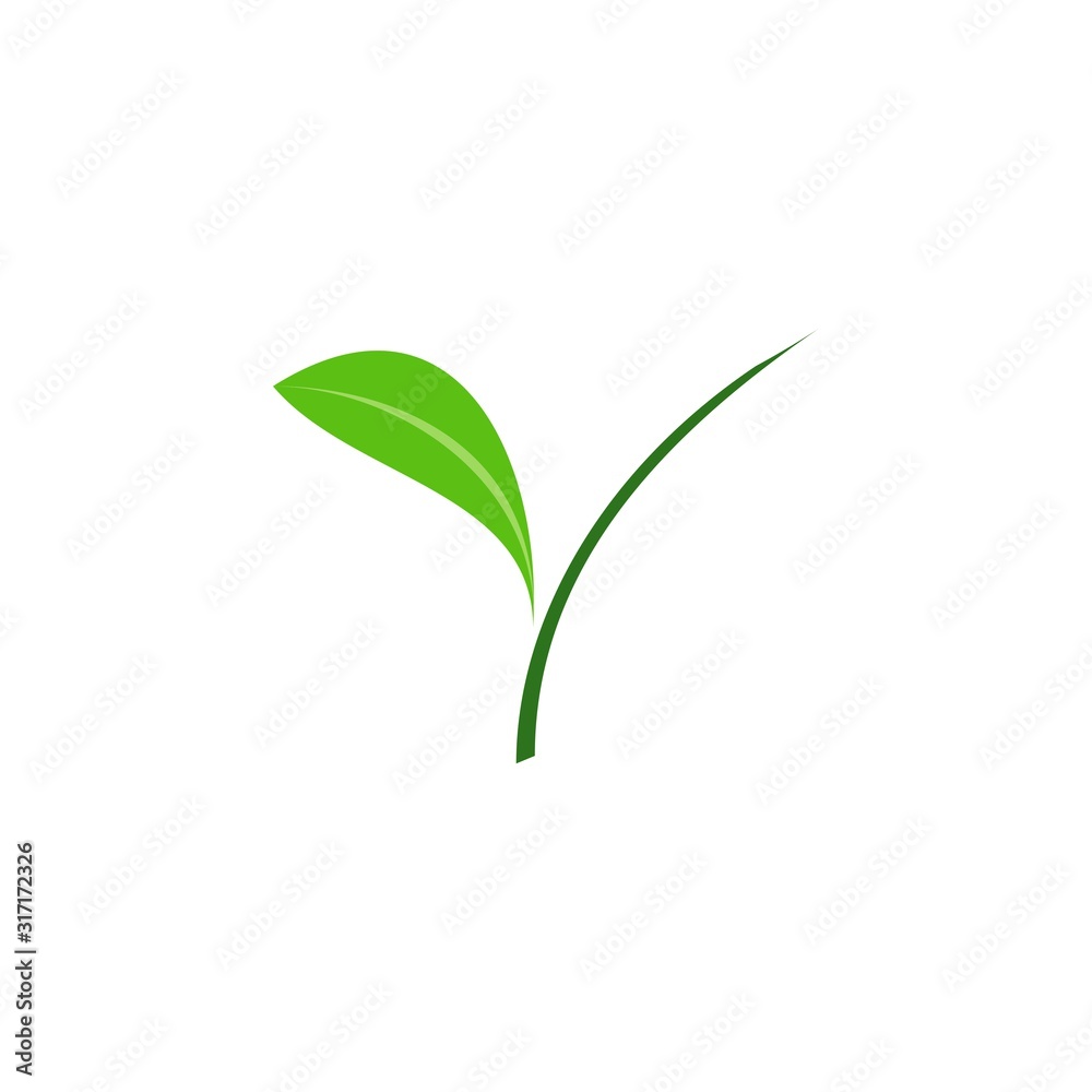 Y letter with Leaf logo design vector