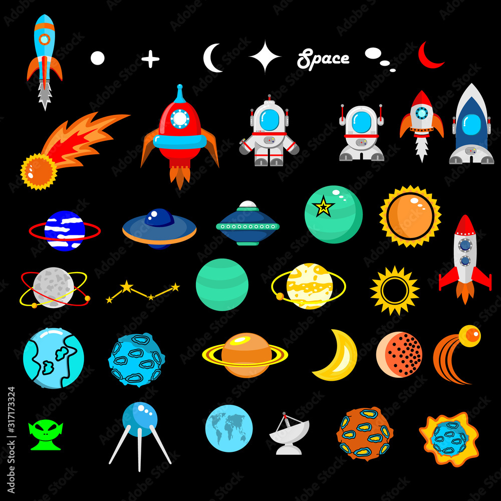set of space icons set of space icons