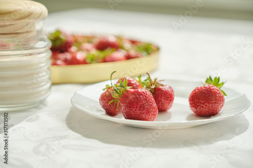 Delicious appetizing sweet strawberries  natural vitamins in the spring summer season