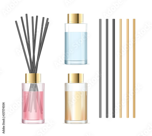 Realistic Detailed 3d Aromatherapy Set Concept with Elements. Vector