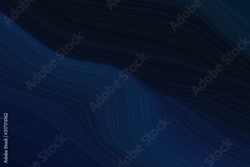 abstract fluid lines and waves and curves wallpaper design with very dark blue, midnight blue and black colors. art for sale. can be used as texture, background or wallpaper