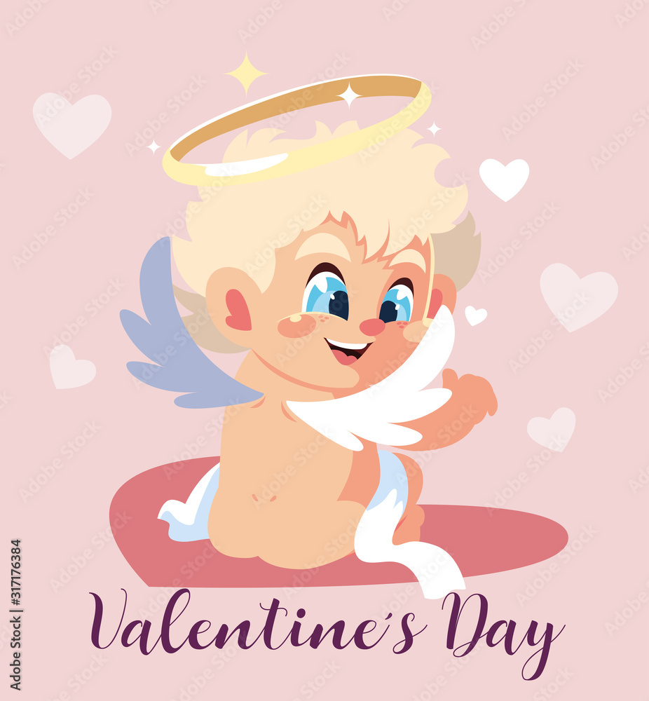 greetings card for valentines day, sweet cupid angel greetings card for valentines day, sweet cupid angel