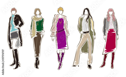 女性のファッションイラスト