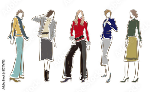 女性のファッションイラスト