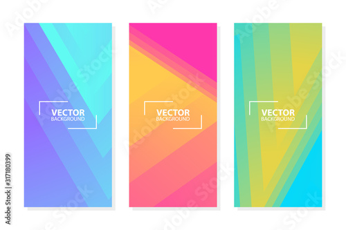 Set of abstract dynamic color backgrounds with modern colorful gradient pattern. Vector illustration.