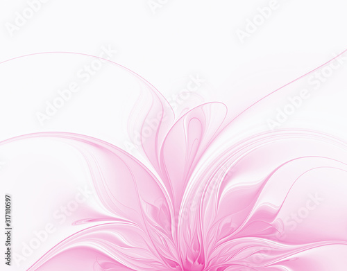 Abstract fractal pink flower on a white background