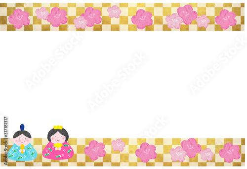 ひなまつり金いちまつ桃フレーム