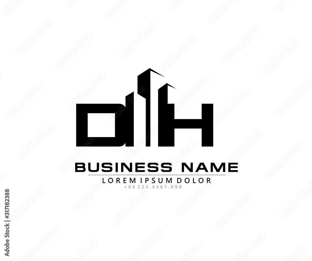 D H DH Initial building logo concept