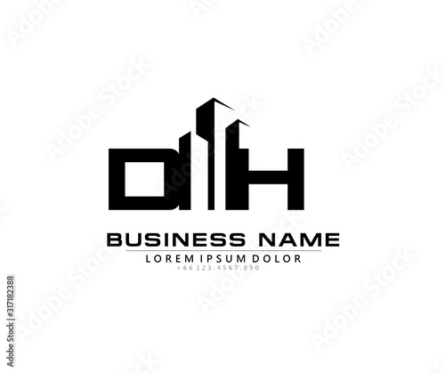 D H DH Initial building logo concept