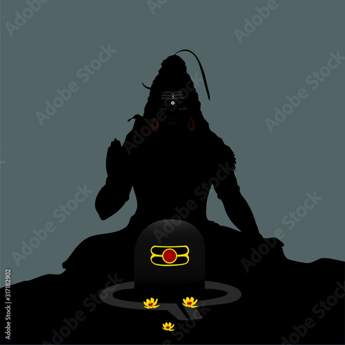 illustration Of Lord Shiva and Shiva Lingam photo