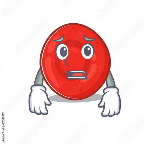 A picture of erythrocyte cell showing afraid look face