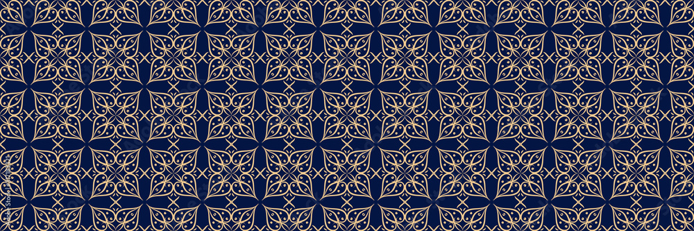 Golden blue floral seamless background Golden blue floral seamless background