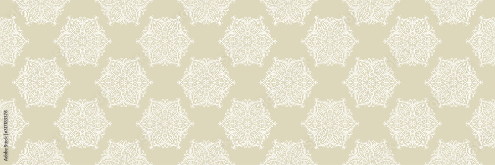 Indian seamless olive green background with white pattern