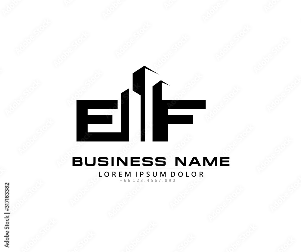 E F EF Initial building logo concept