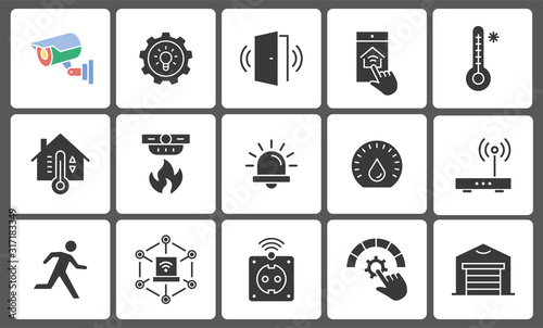 Smart home icon set. Illustrations isolated on white.