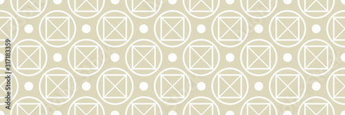Geometric seamless pattern. White ornament on olive green long background