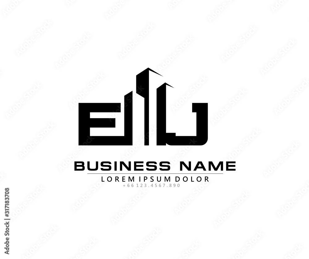 E J EJ Initial building logo concept