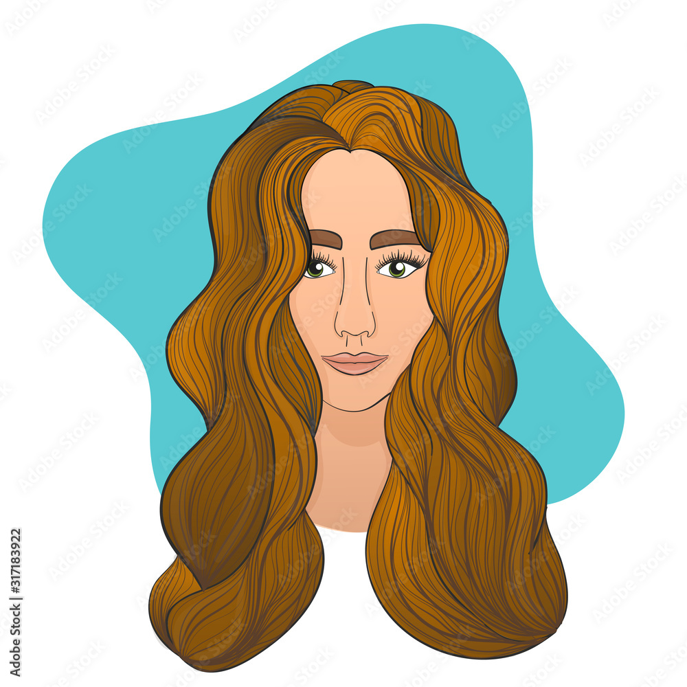 Vecteur Stock Vector beautiful ginger girl. Long ginger hair and beauty  products. Make up artist and model | Adobe Stock