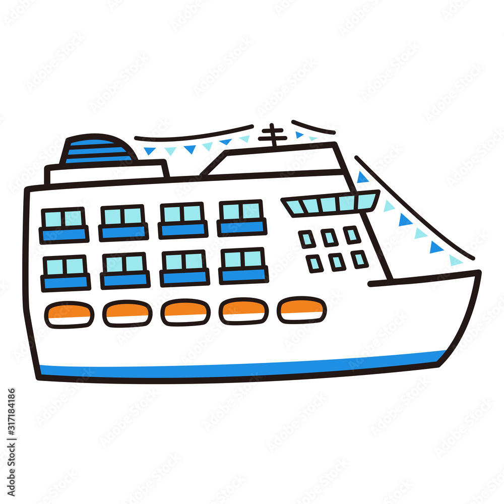 船のイラスト 広い世界の海を旅する豪華客船 Stock Vector Adobe Stock
