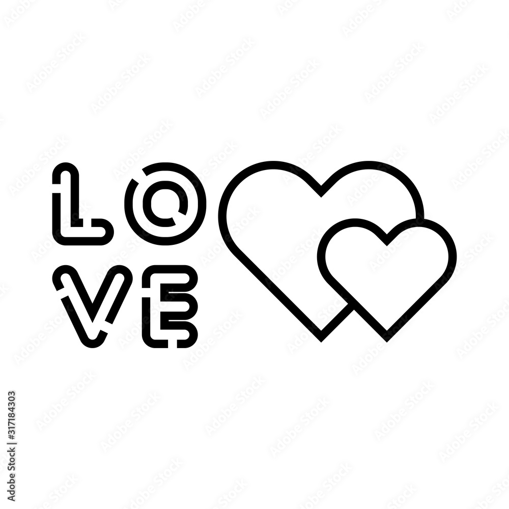 love lettering with hearts isolated icon vector illustration design
